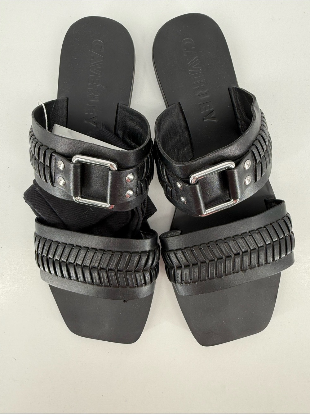 Black Buckle Slide Sandals